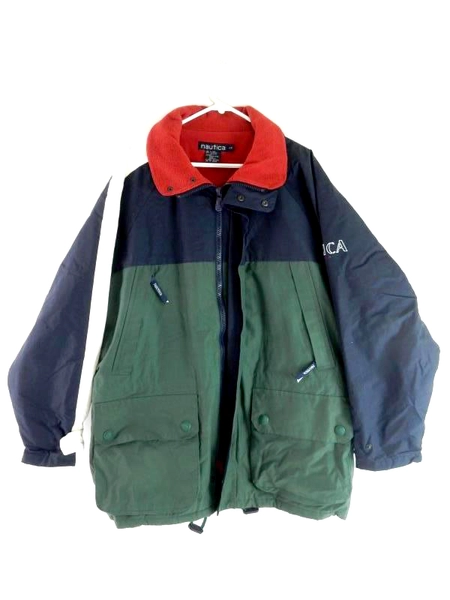 Nautica Navigation 83 Jacket Men's Size Large Full Zip Green Blue Colorblock