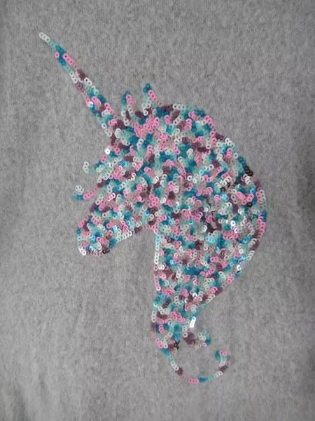 Colortree Grey Unicorn Rainbow Sequin Pullover Sweater Girls' Size Large 14