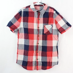 Arizona Jean Co Red and Blue Short-Sleeved Cotton Button-Down Boys Size L 14/16