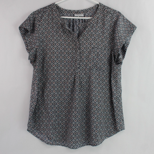 Liz Claiborne Patterned Short-Sleeve Blouse Women's Size XL