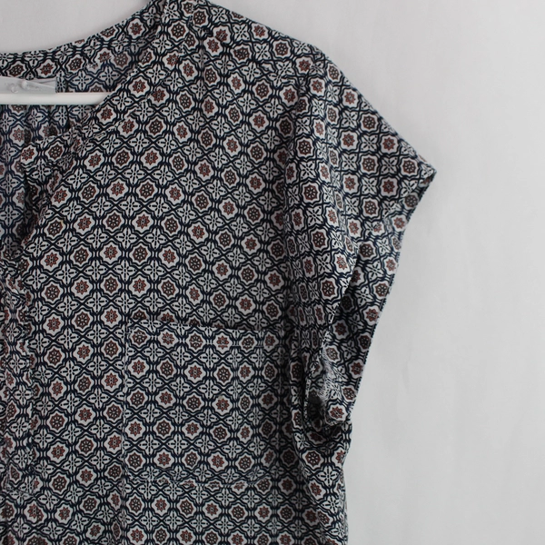 Liz Claiborne Patterned Short-Sleeve Blouse Women's Size XL