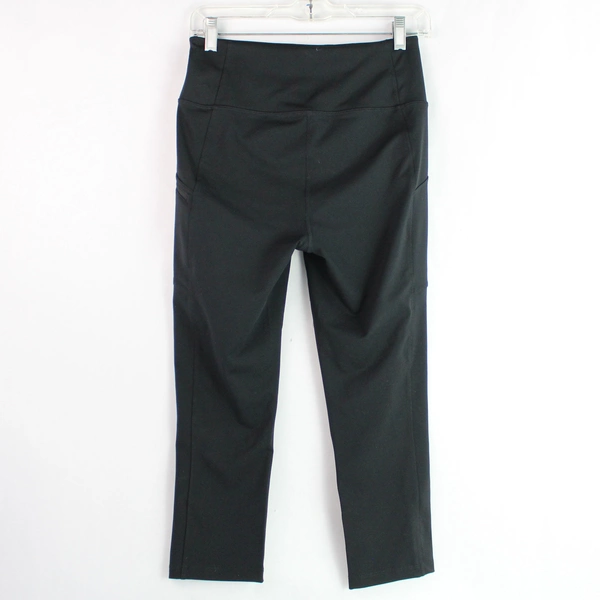 Eddie Bauer Women's Black Athletic Capri Leggings Size Medium Zip Up Pocket