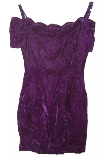 Vintage Jay Jacobs 80s Off Shoulder Velvet Dress Women's Size 7/8 Purple