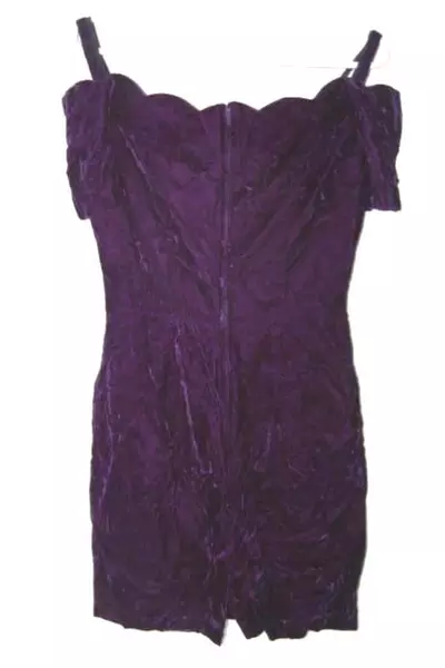 Vintage Jay Jacobs 80s Off Shoulder Velvet Dress Women's Size 7/8 Purple