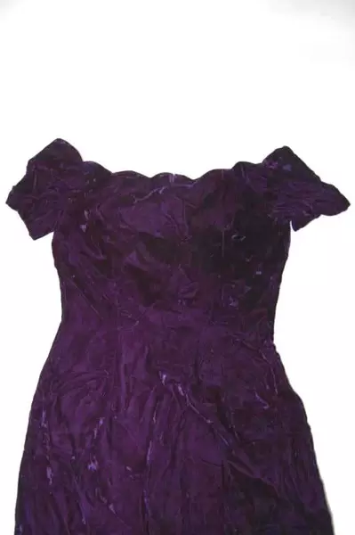 Vintage Jay Jacobs 80s Off Shoulder Velvet Dress Women's Size 7/8 Purple