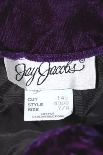 Vintage Jay Jacobs 80s Off Shoulder Velvet Dress Women's Size 7/8 Purple