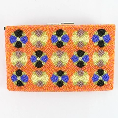 Vintage Millicent Fine Handbags Beaded Orange Pansy Design Women's Clutch