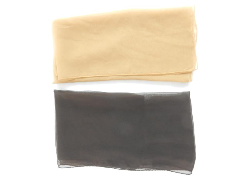 Lot of 2 Women's Scarves Scarf Semi Sheer Chiffon Fabric Brown Cognac Tan