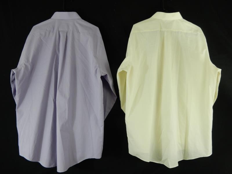 Lot Of 2 Stafford Broadcloth Button Up Shirts Men's Size 17.5 Purple Cream Cuffs