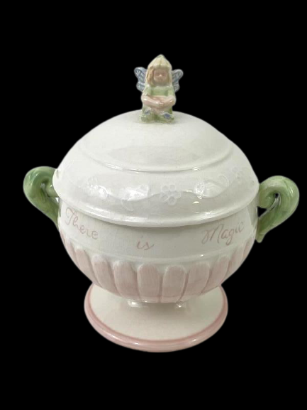 Vintage Fairy And Flower Ceramic Sugar Bowl Everywhere You Look There Is Magic