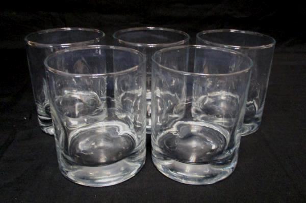 Set of 4 Whiskey Brandy 12oz Drinking Glasses 4" tall Circular Indented Sides