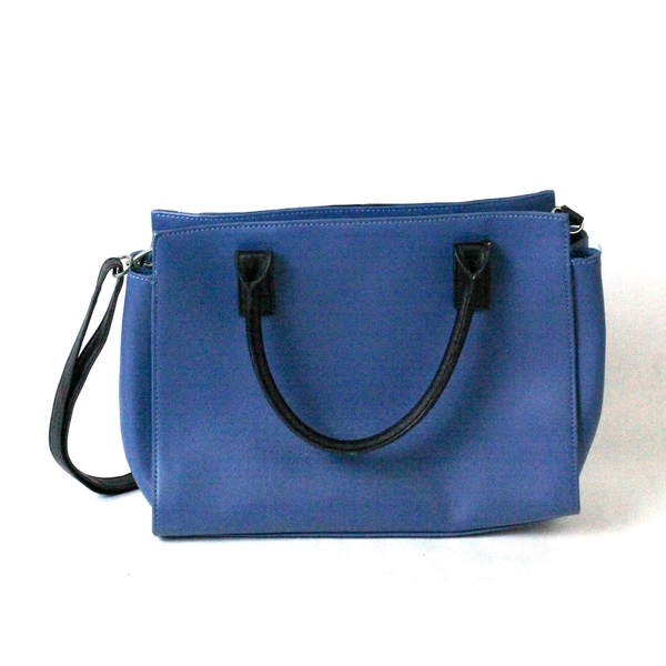 Stella & Max Women's Handbag Blue Colorblock Tote Bag Good Condition