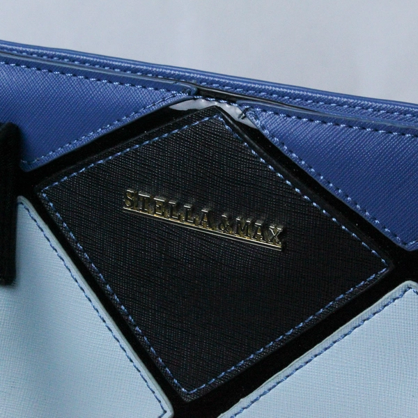 Stella & Max Women's Handbag Blue Colorblock Tote Bag Good Condition