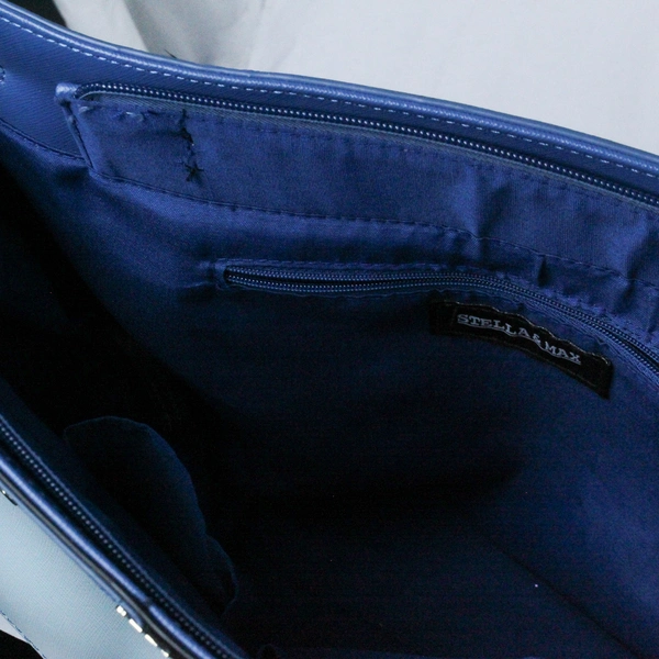 Stella & Max Women's Handbag Blue Colorblock Tote Bag Good Condition