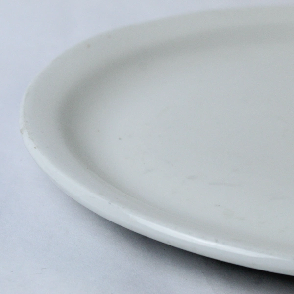 Lot of 2 Vintage Oval Heavy Porcelain Restaurantware White Platters 13.5 Inch