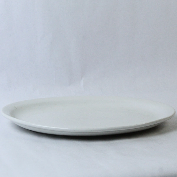 Lot of 2 Vintage Oval Heavy Porcelain Restaurantware White Platters 13.5 Inch