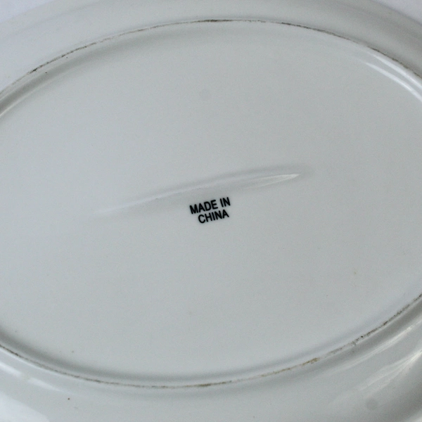 Lot of 2 Vintage Oval Heavy Porcelain Restaurantware White Platters 13.5 Inch