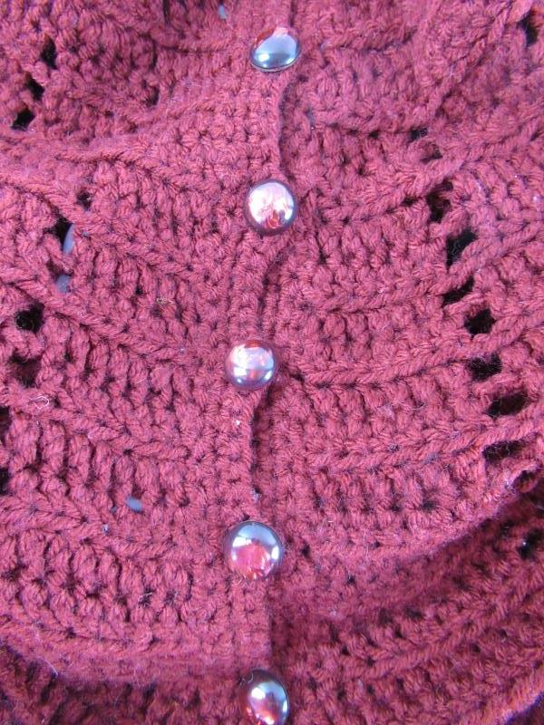 Vintage Handmade Knit Crochet Red Cardigan Women's Large Scalloped Sleeveless