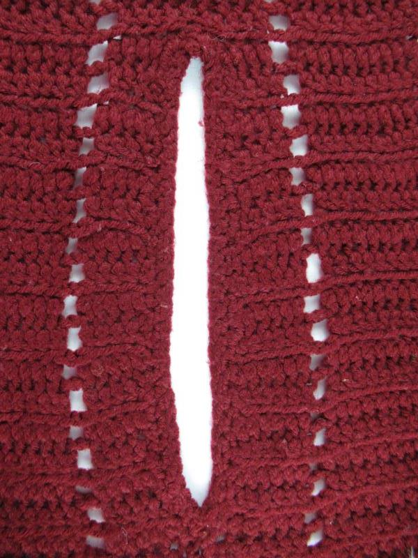 Vintage Handmade Knit Crochet Red Cardigan Women's Large Scalloped Sleeveless