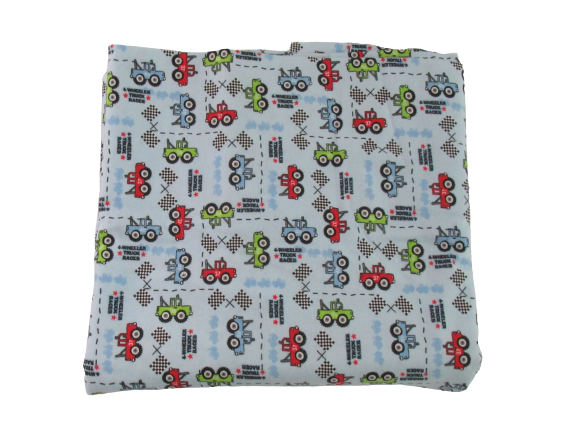 JoAnn Over 3 Yards Wheel Truck Races Fabric Panel Remnant Blue 4 Wheeler