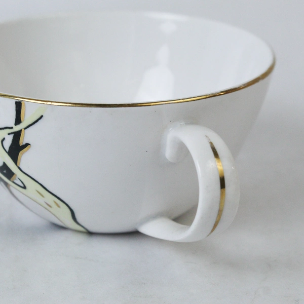 Lot of 3 Double Phoenix Nikko Ironstone Tea Coffee Cups White Gold Toned Trim