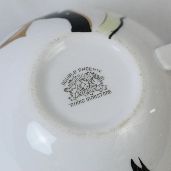 Lot of 3 Double Phoenix Nikko Ironstone Tea Coffee Cups White Gold Toned Trim