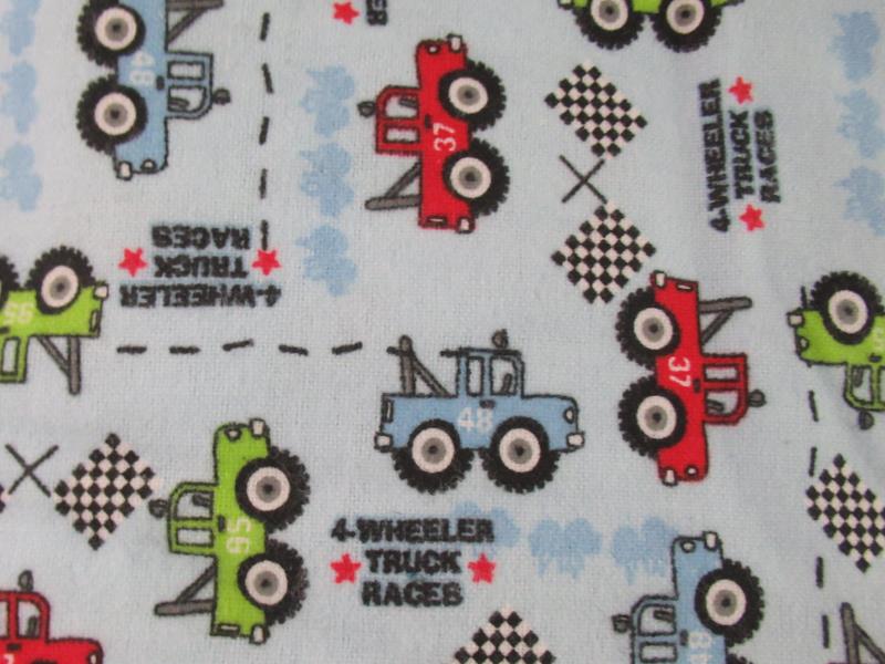 JoAnn Over 3 Yards Wheel Truck Races Fabric Panel Remnant Blue 4 Wheeler