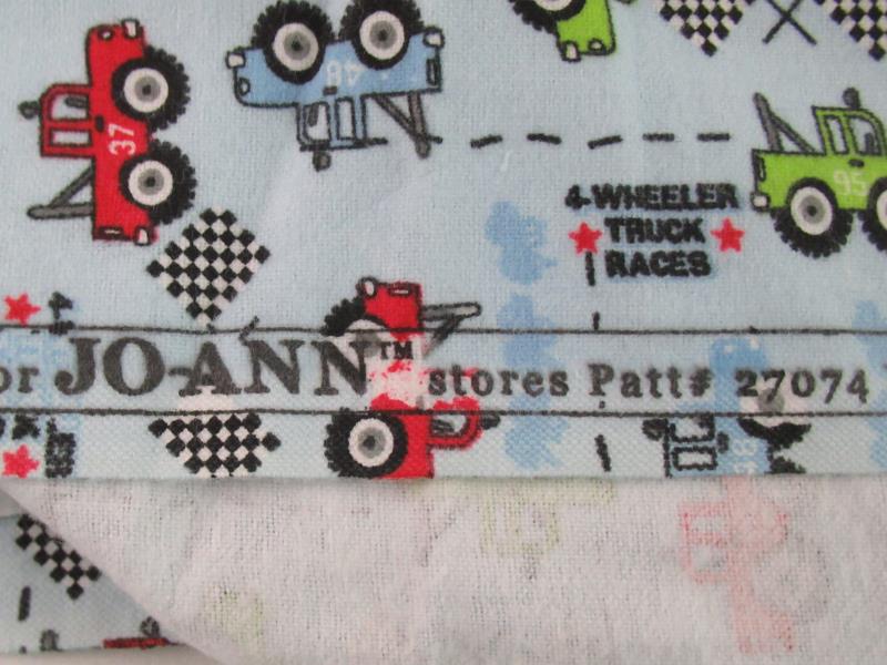 JoAnn Over 3 Yards Wheel Truck Races Fabric Panel Remnant Blue 4 Wheeler