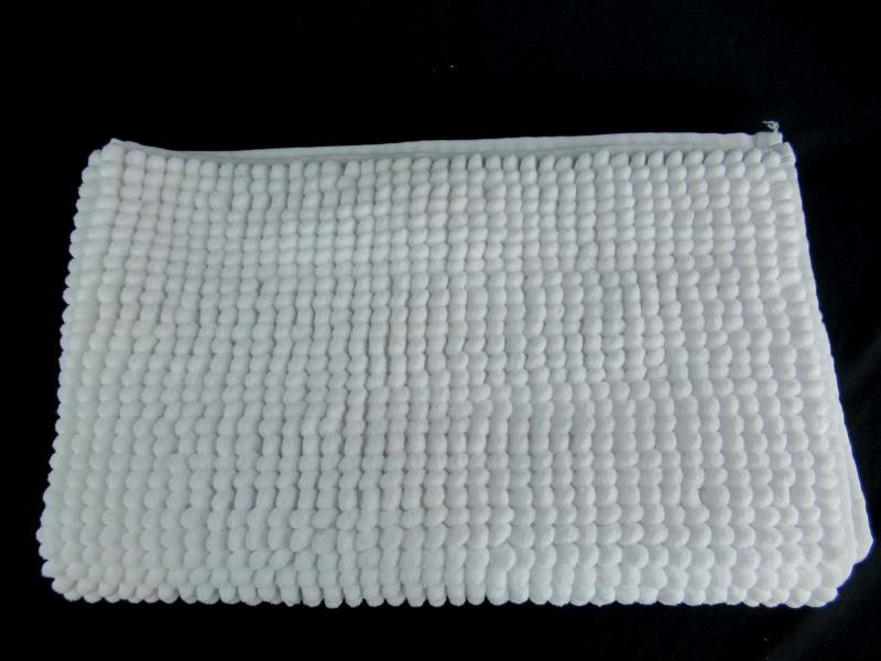 Home Dynamix White Rig Rag Style Bath Mat Rug Rectangular Loop Textured