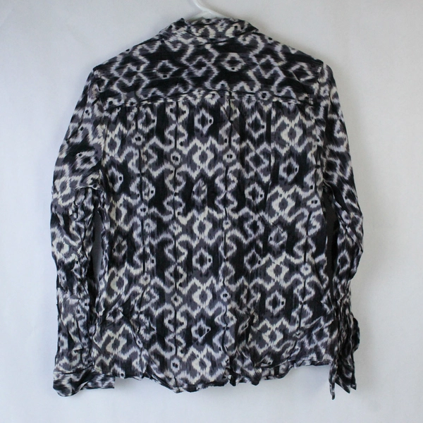 Michael Kors Button Up Shirt Blouse Black White Women's Size Large Cotton