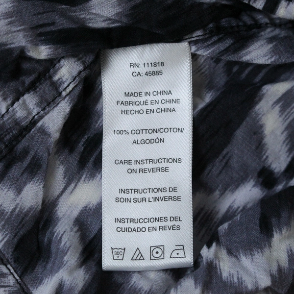 Michael Kors Button Up Shirt Blouse Black White Women's Size Large Cotton
