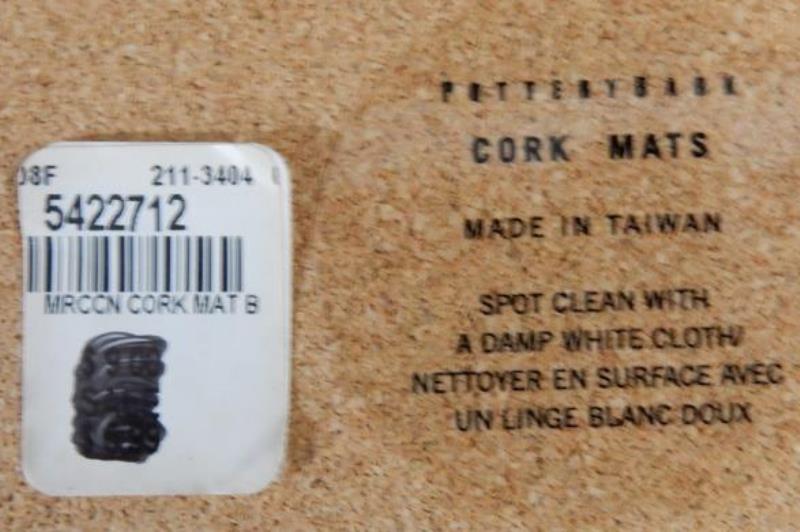 Lot of 2 Pottery Barn Blue and White Moroccan Cork Placemats Kitchen Table Decor