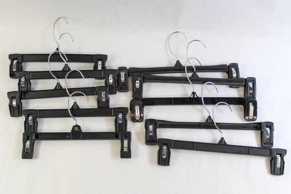 Set of 20 Black Retail Hangers 10 Shirt Hangers 10 Pants Notched Non Slip