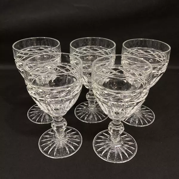 Set of 5 Mikasa Heiress Crystal Wine Glasses 6 Inch