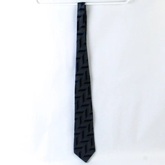 Burma Bibas Blue Black Geometric Pattern Men’s All Silk Necktie 57.5 in