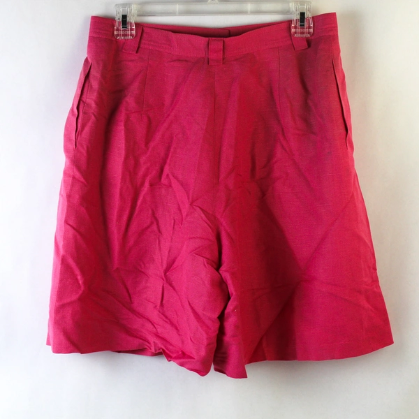 Vintage Harve Bernard Womens Pink High Waisted Linen Blend Shorts Size 12
