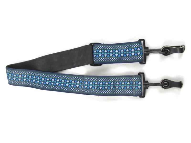 Vintage 70's Style Camera Strap Blue With Green And Blue Geometric Design