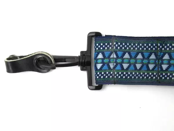 Vintage 70's Style Camera Strap Blue With Green And Blue Geometric Design