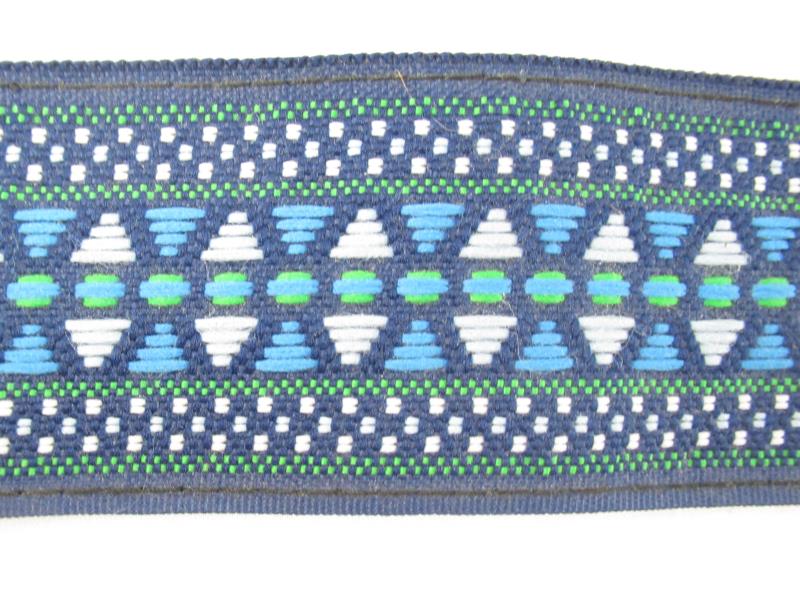 Vintage 70's Style Camera Strap Blue With Green And Blue Geometric Design