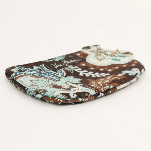 Vera Bradley Blue Paisley Floral Quilted Zip Coin Purse Stash Bag Pouch
