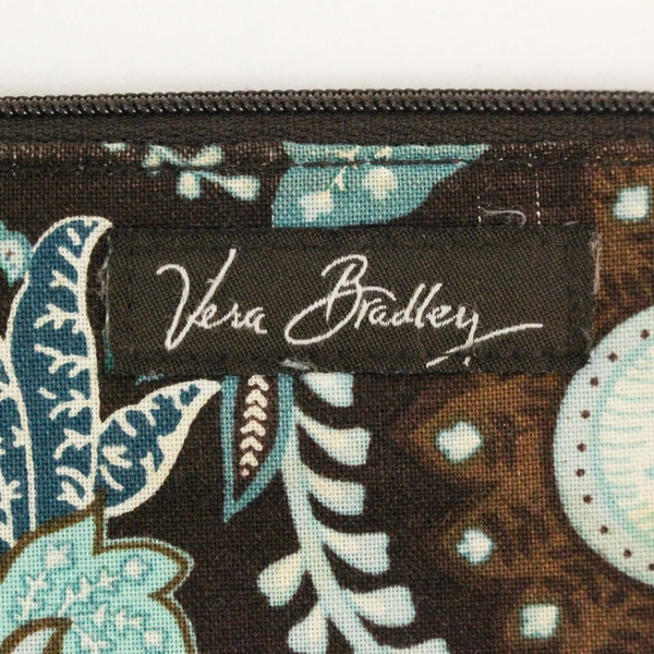 Vera Bradley Blue Paisley Floral Quilted Zip Coin Purse Stash Bag Pouch