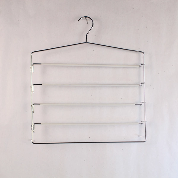 Lot of 5 Multi Layer Clothes Hangers Silver & White Closet Organizers