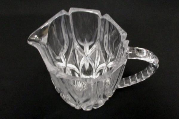 Vintage Ribbed Handle Clear Glass Pitcher Starburst Pattern 1 Quart EPOC