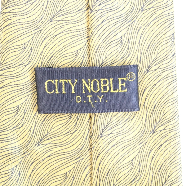 Vintage City Noble DTY Yellow Black Waves Men's Tie 56" Long Smooth Pointed