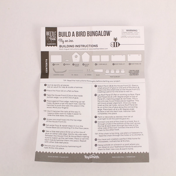 Toysmith Build a Bird Bungalow Craft Kit Complete & Pre-owned