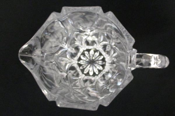 Vintage Ribbed Handle Clear Glass Pitcher Starburst Pattern 1 Quart EPOC
