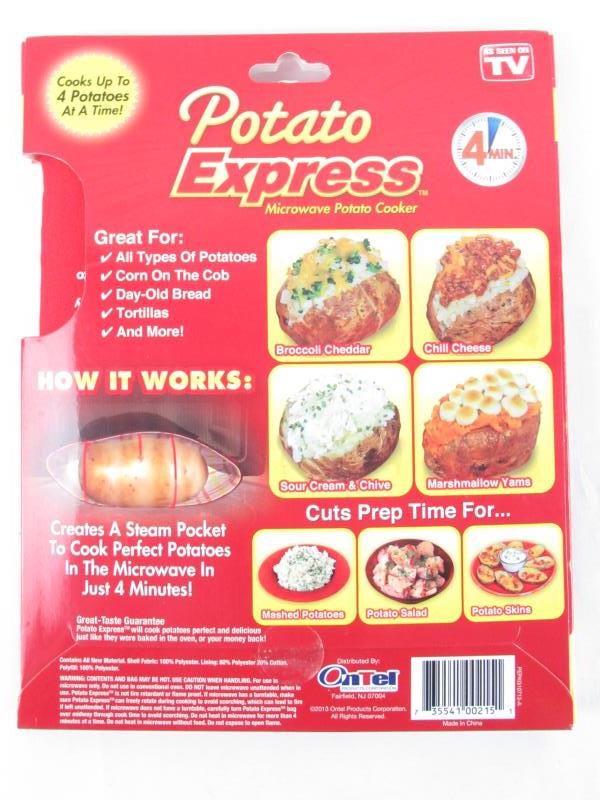 On-Tel Potato Express Microwave Potato Cooker with Recipe Guide As Seen On T.V.