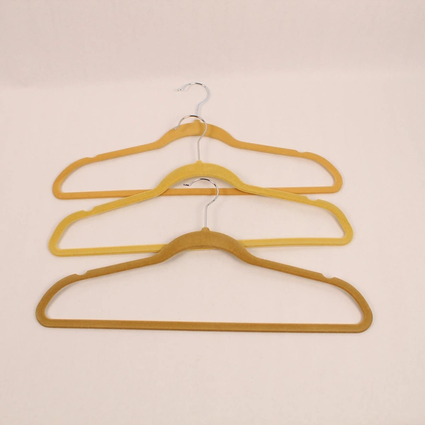 Lot of 9 Beige Velvet Space Saving Hangers with Swivel Hook for Clothes