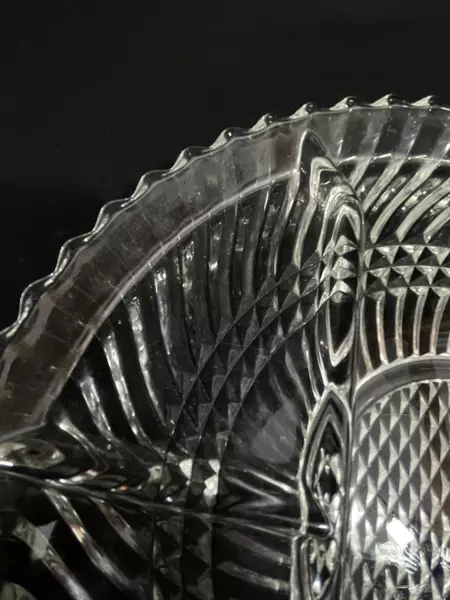 Vintage 4-Section Ribbed Glass Tray 9.75" Diameter Decorative Serveware