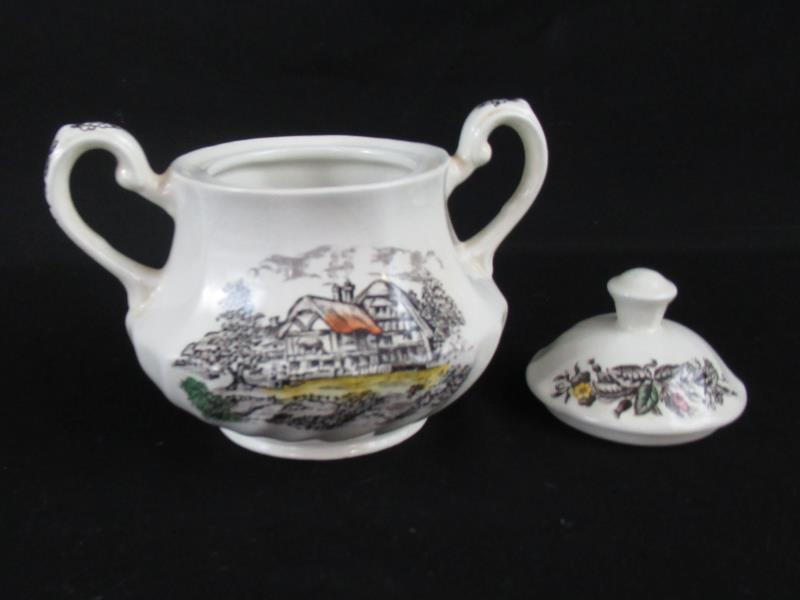 Hand Engraved Yorkshire Ironstone Sugar Bowl Staffordshire England 14.25"
